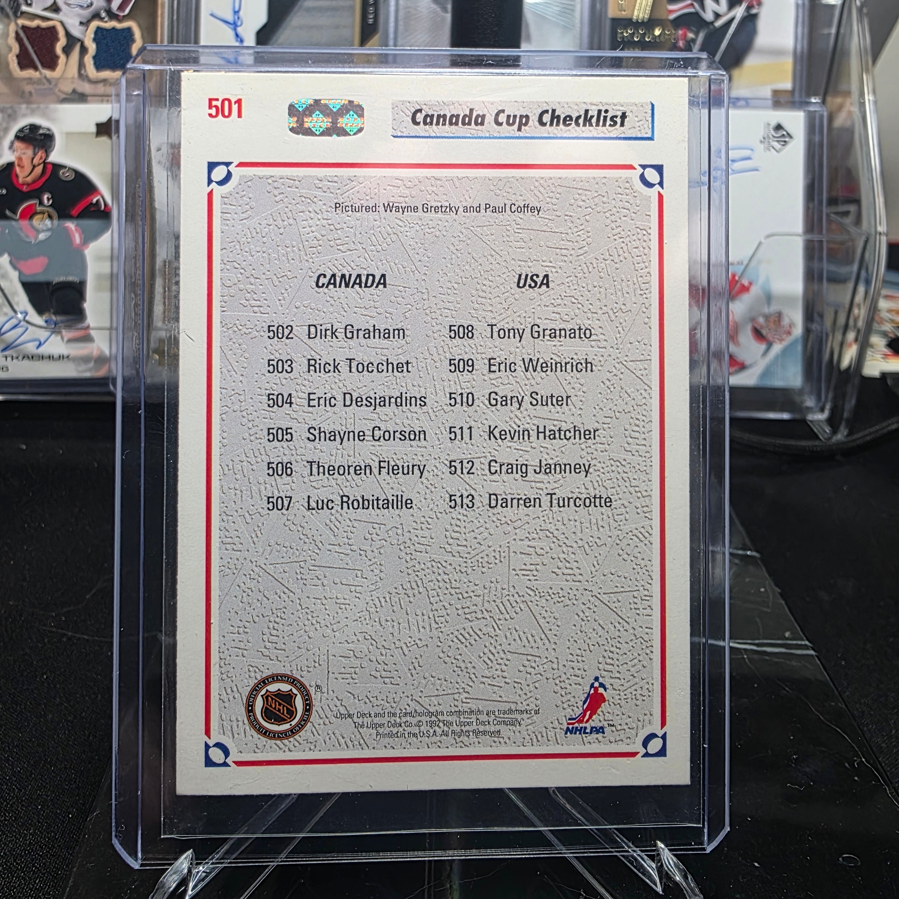 1991-92 Upper Deck 501 Canada Cup Checklist Wayne Gretzky / Paul Coffey