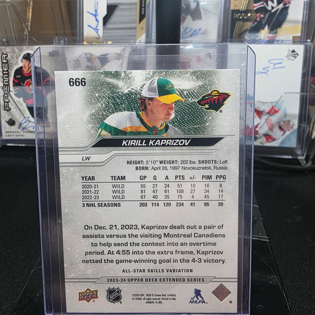2023-24 Upper Deck Extended Series 666 Kirill Kaprizov All-Star Skills Variation Minnesota Wild