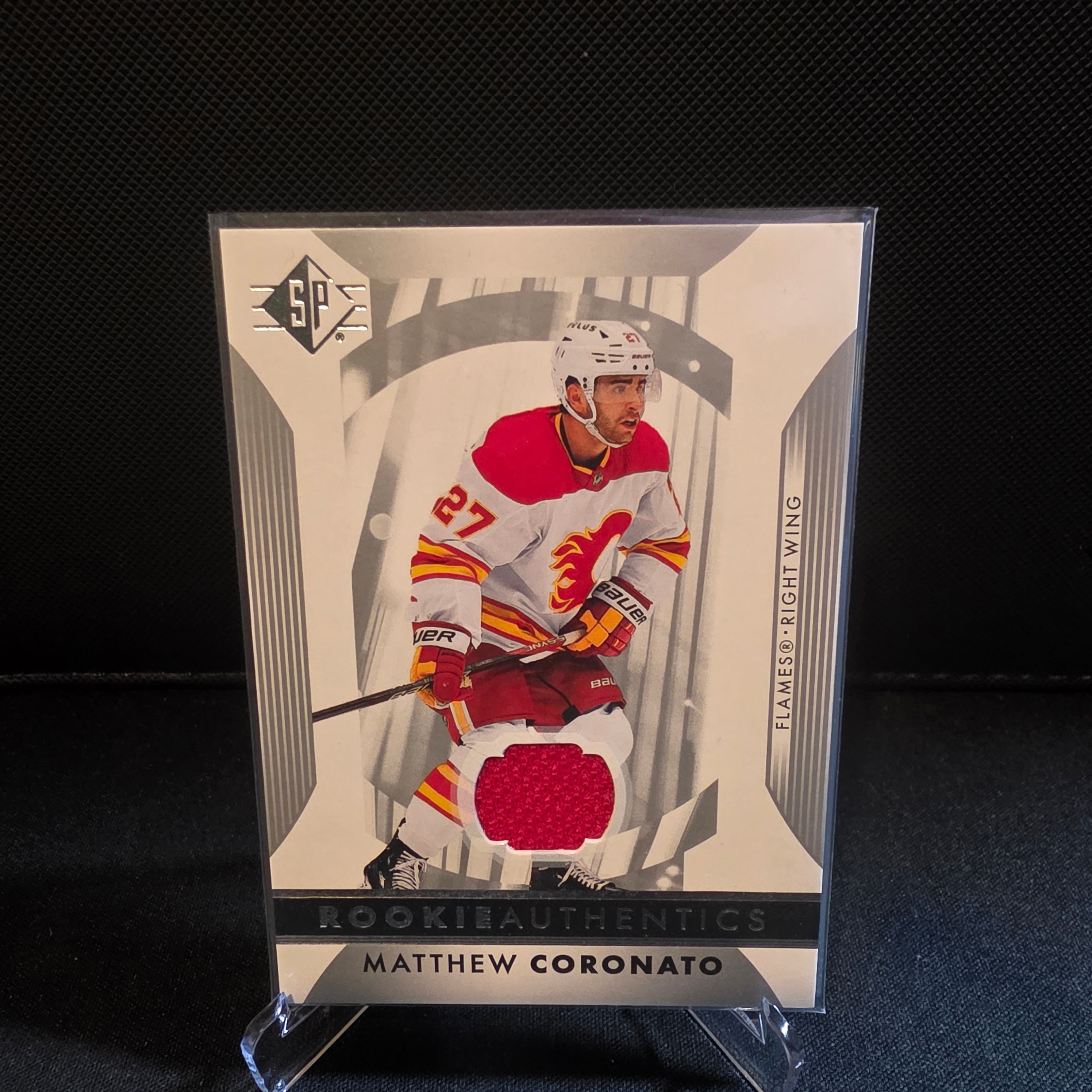 2023-24 UD SP Matthew Coronato Rookie Authentics Jersey 132 Calgary Flames RC
