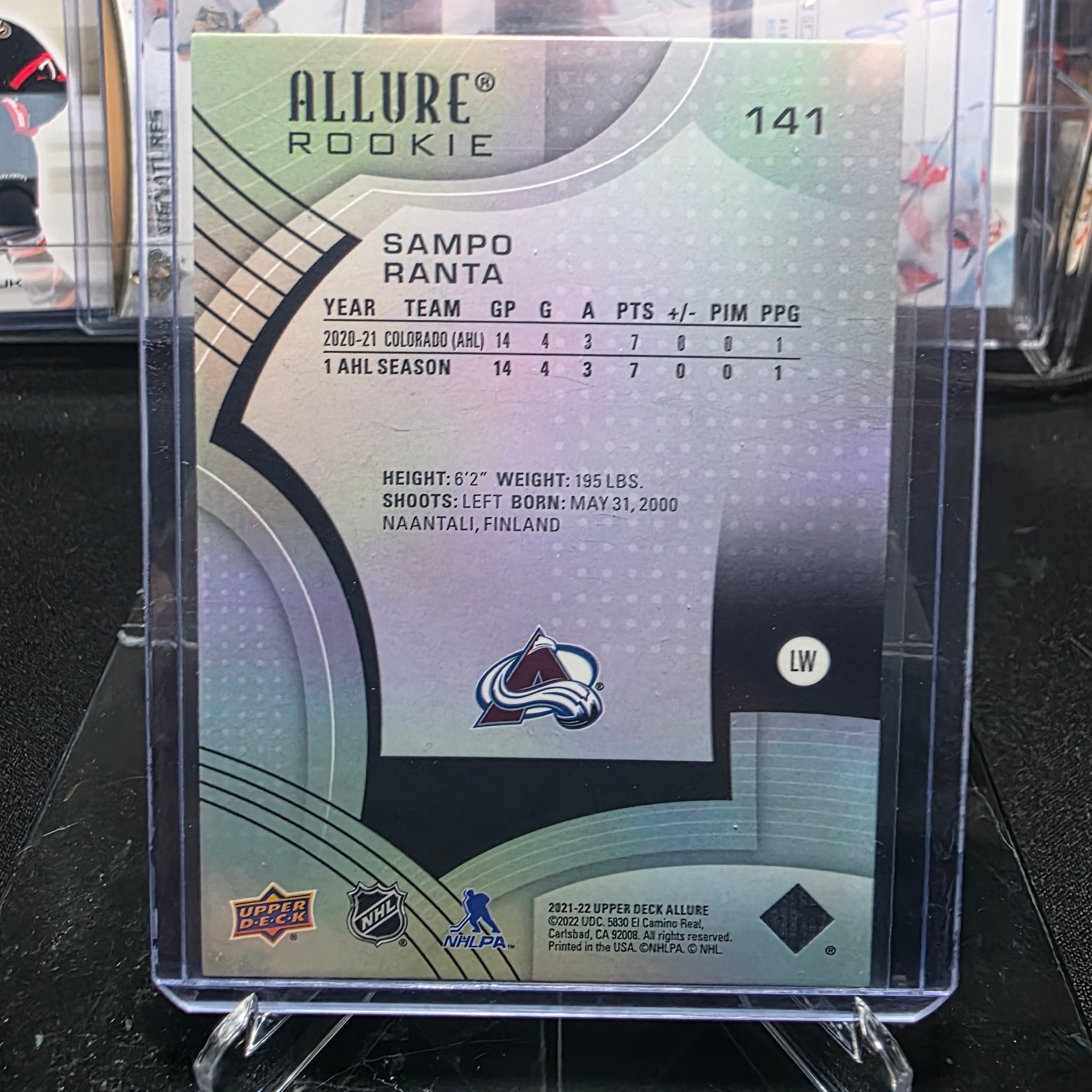 2021-22 Upper Deck Allure Sampo Ranta #141 Rookie Colorado Avalanche