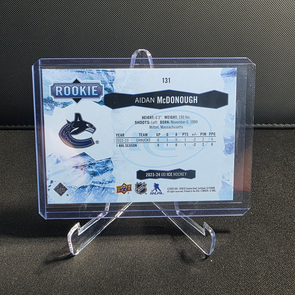 2023-24 Upper Deck Ice 131 Aidan McDonough Rookie Purple Vancouver Canucks