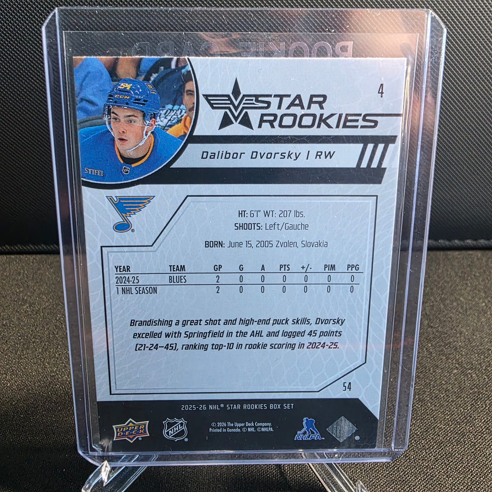 2025-26 Upper Deck Star Rookies Box Set 4 Dalibor Dvorsky St. Louis Blues