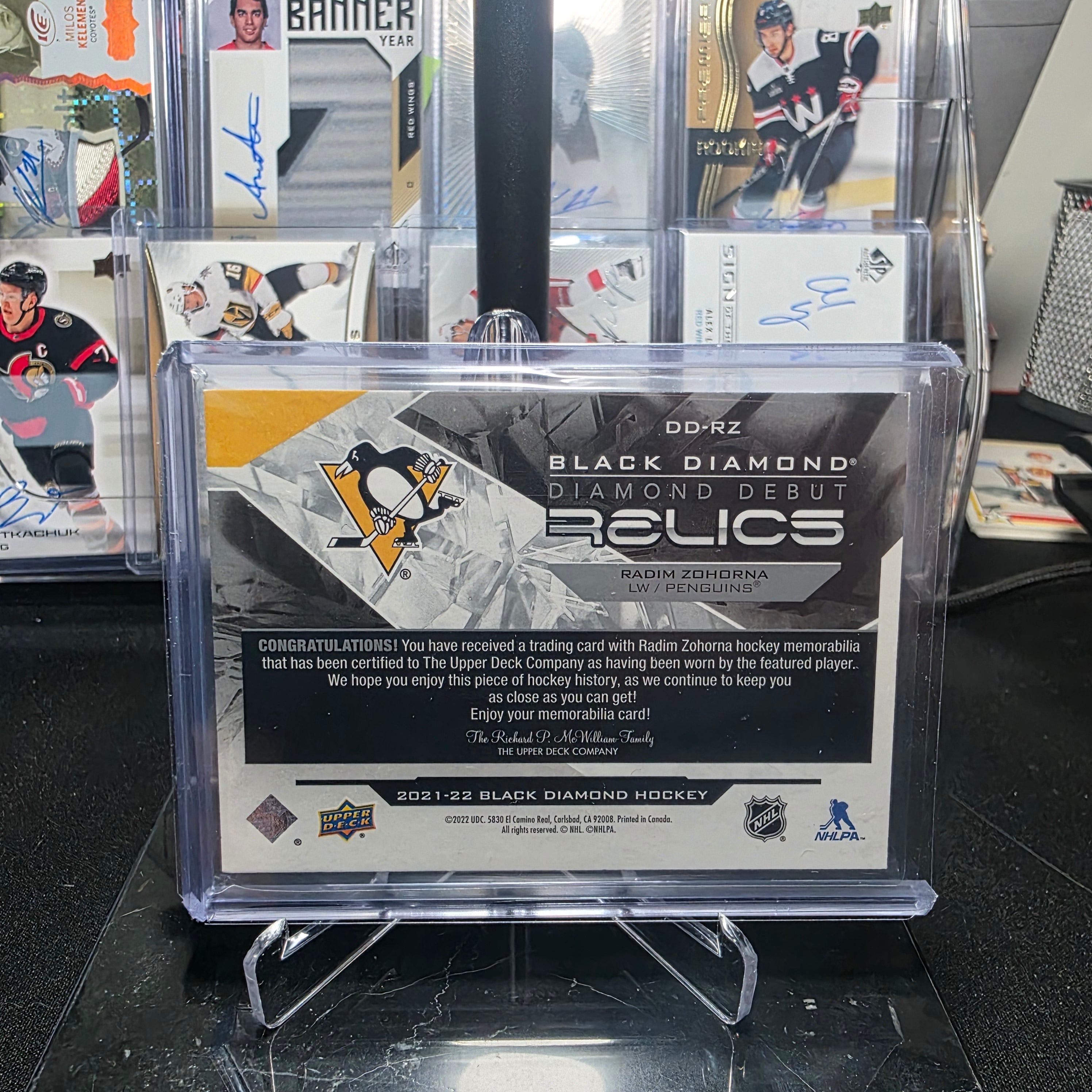 2021-22 Black Diamond Hockey Radim Zohorna Diamond Debut Relics (Pittsburgh Penguins)