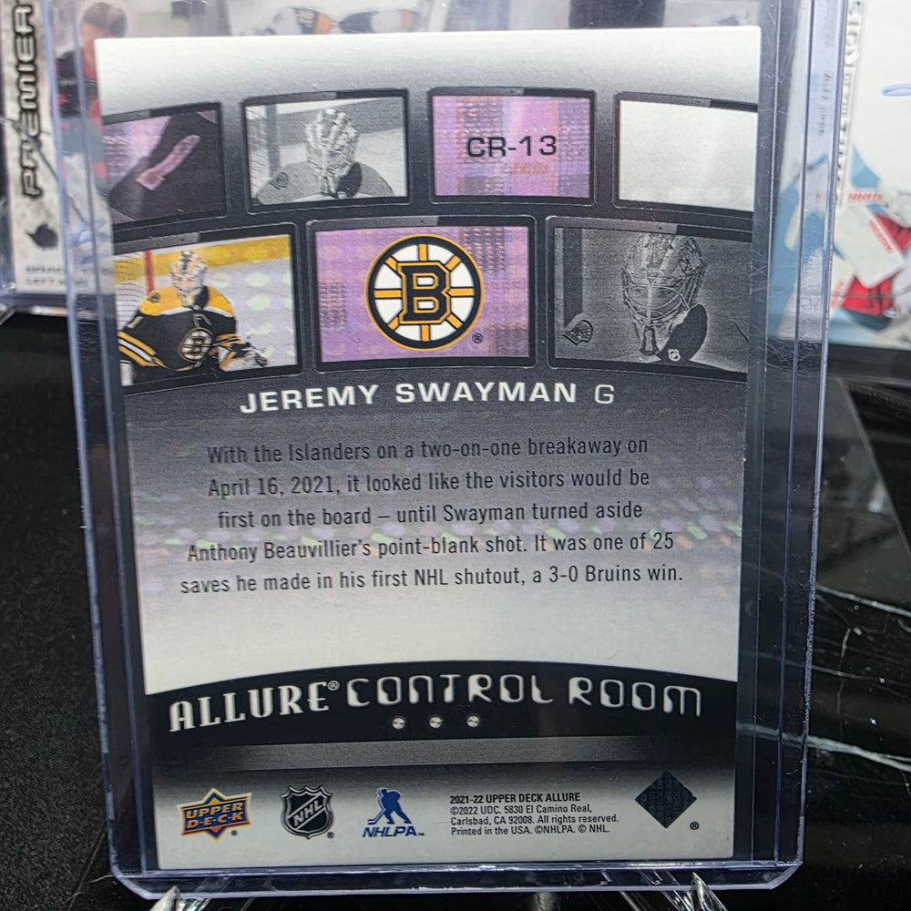 2021-22 Upper Deck Allure Jeremy Swayman #CR-13 Control Room Boston Bruins