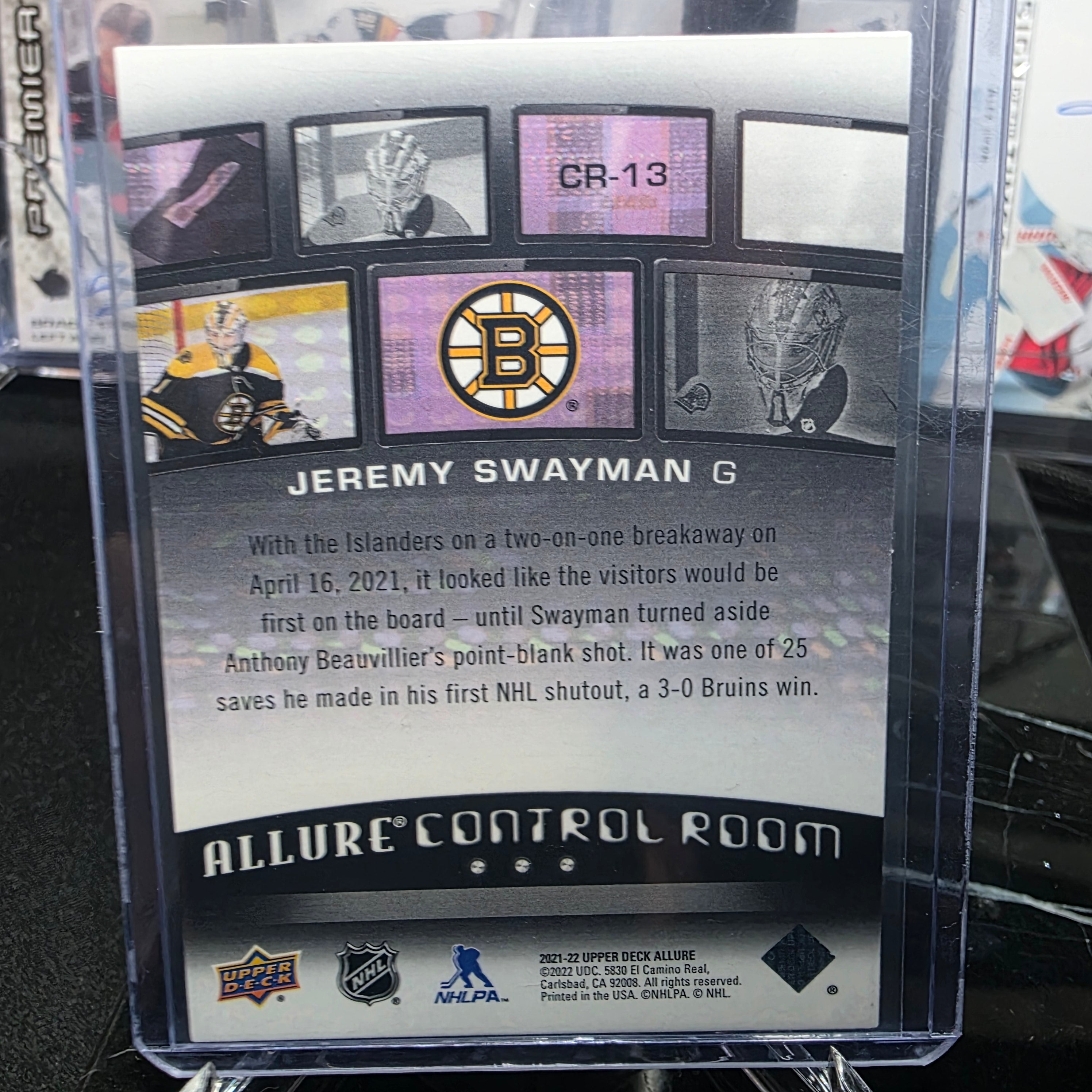 2021-22 Upper Deck Allure Jeremy Swayman #CR-13 Control Room Boston Bruins