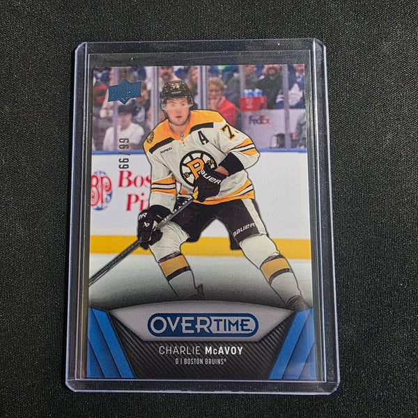 2023-24 Upper Deck Overtime Blue #66 Charlie McAvoy 66/99 Boston Bruins
