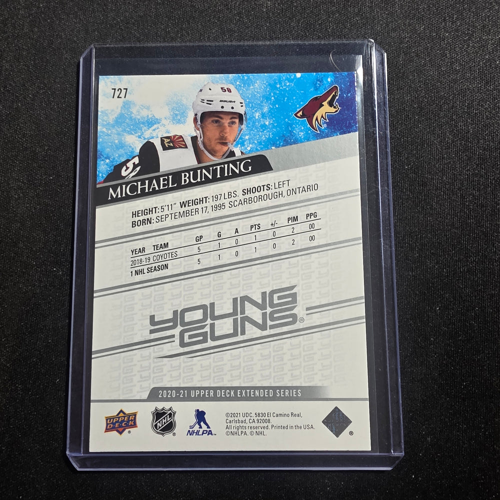 2020-21 UD Extended Michael Bunting Young Guns #727 Arizona Coyotes