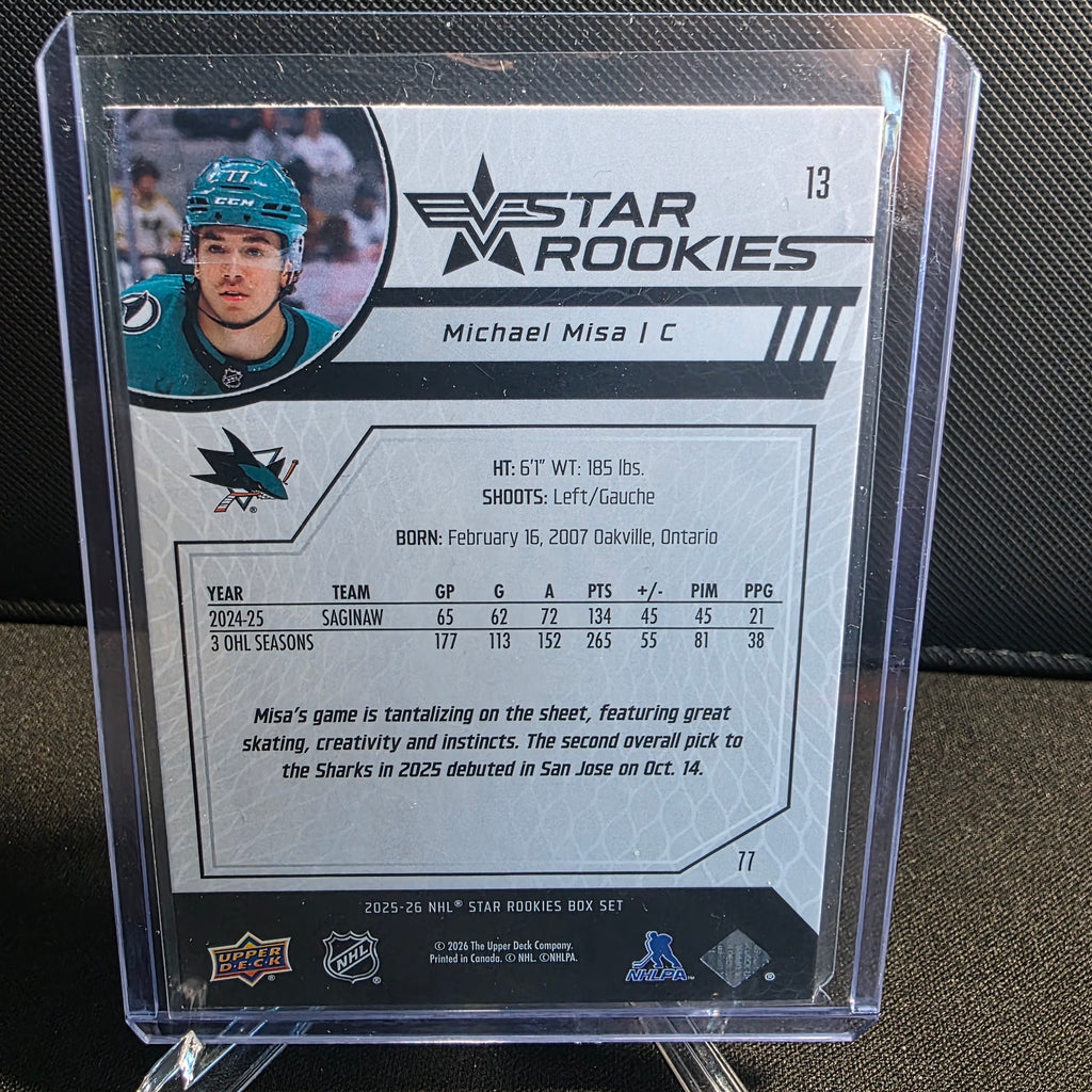 2025-26 Upper Deck Star Rookies Box Set 13 Michael Misa San Jose Sharks