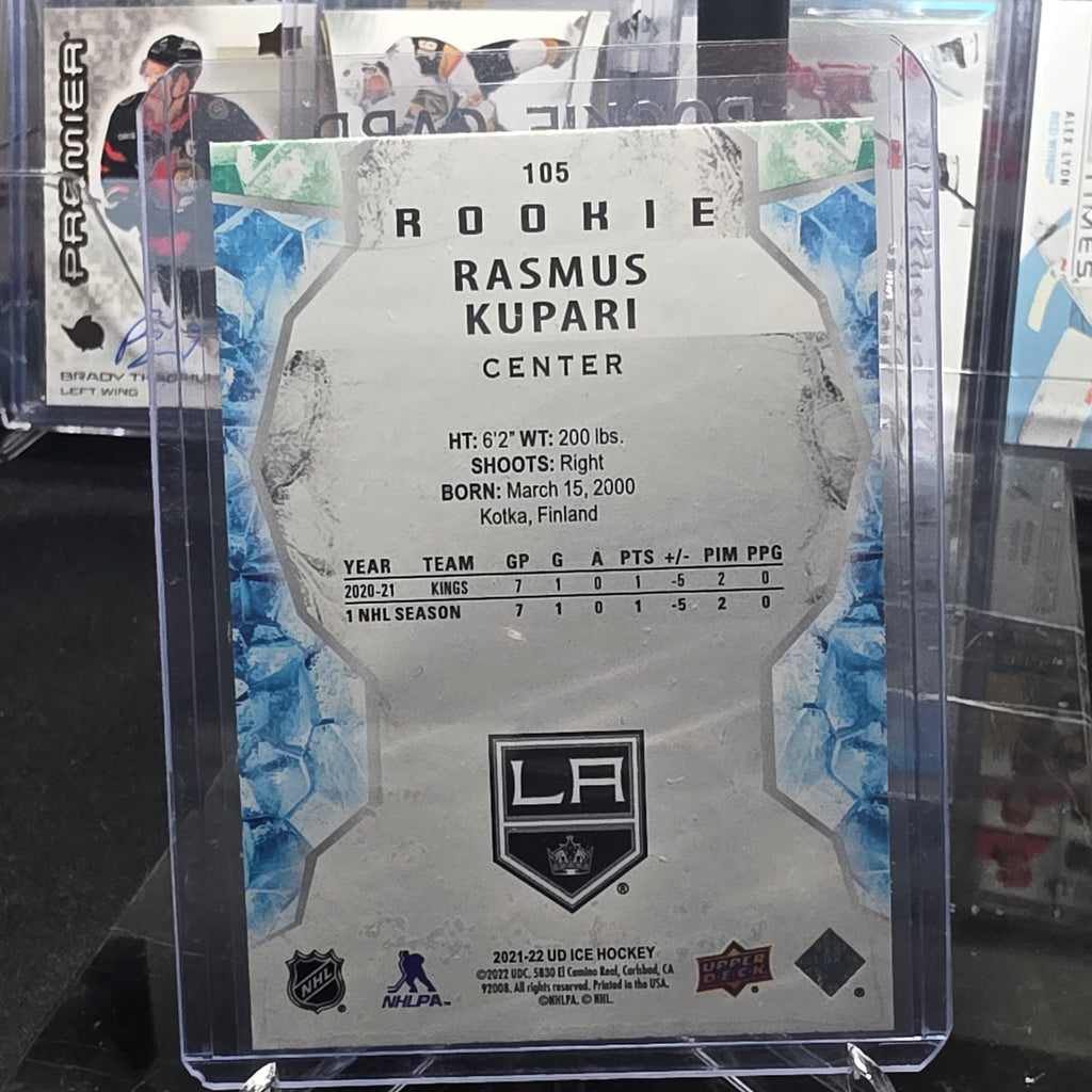 2021-22 UD Ice Rasmus Kupari #105 Gold Rookie Card Los Angeles Kings