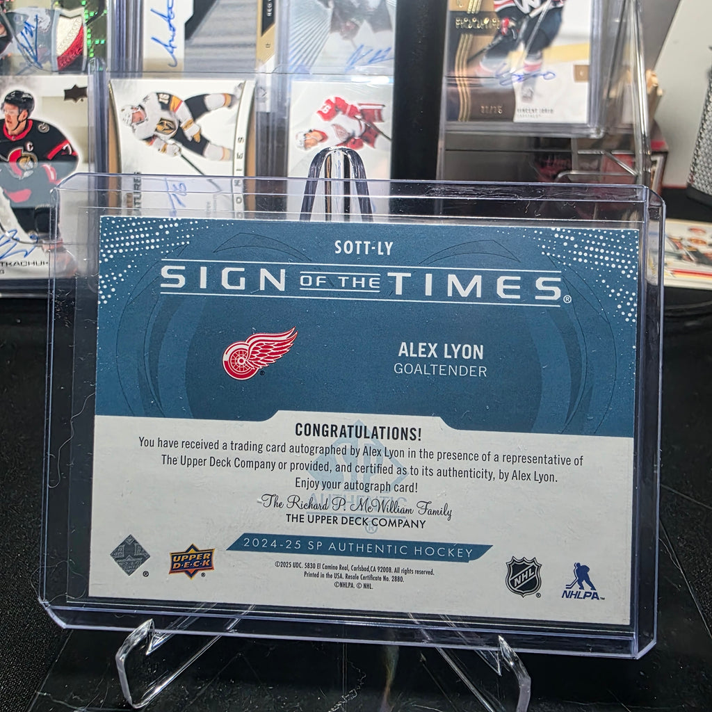 2024-25 SP Authentic Hockey Alex Lyon Sign of the Times Auto #SOTT-LY (Detroit Red Wings)