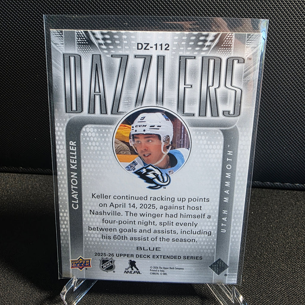 2025-26 Upper Deck Extended Series Dazzlers Blue DZ-112 Clayton Keller Utah Mammoth