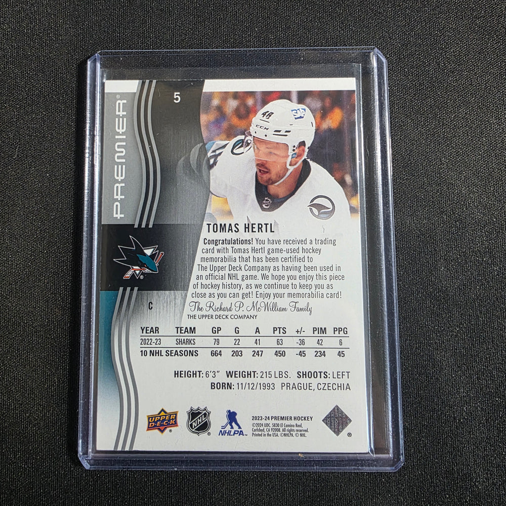 2020-21 Upper Deck Premier Jersey Tomas Hertl San Jose Sharks