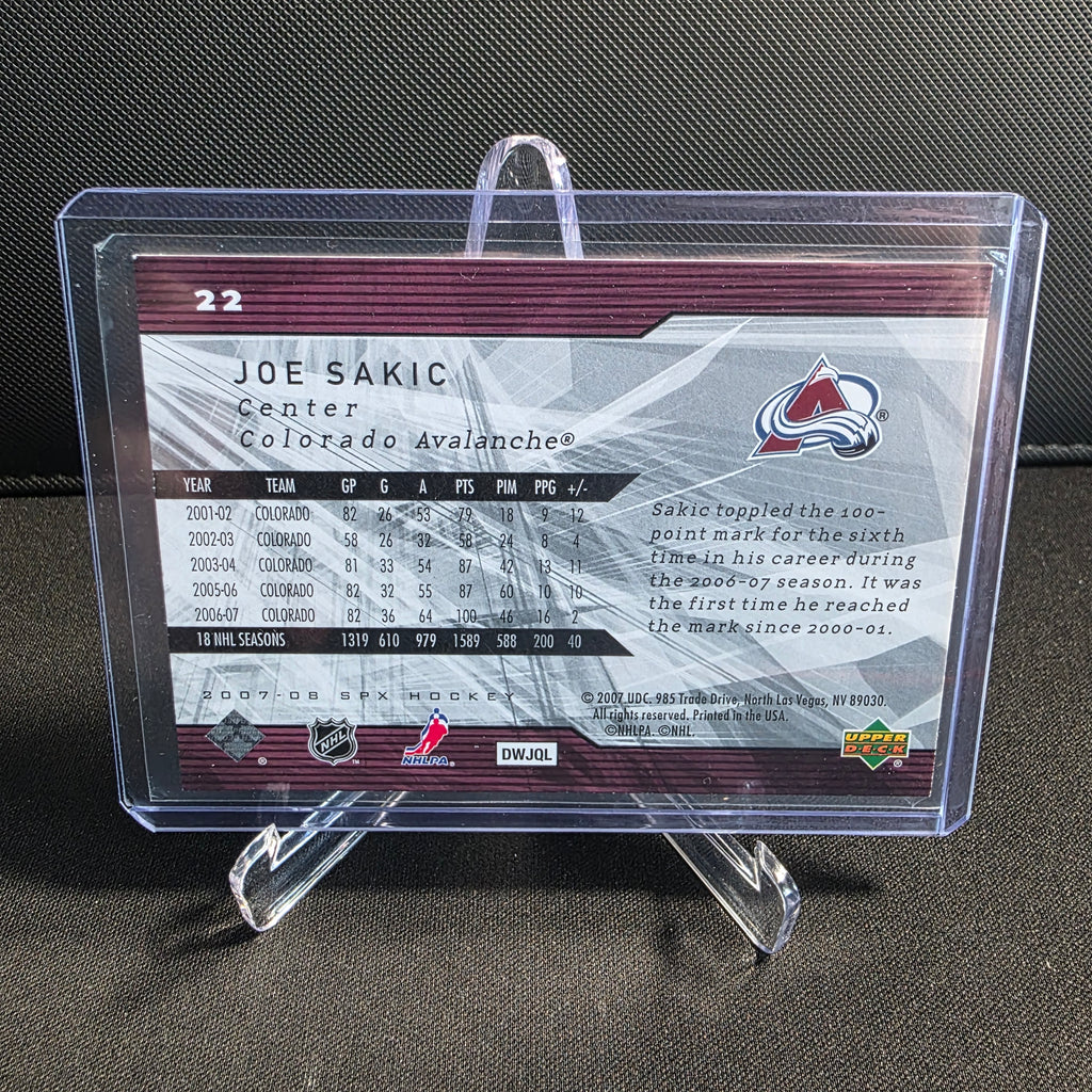 2007-08 Upper Deck SPX 22 Joe Sakic Colorado Avalanche