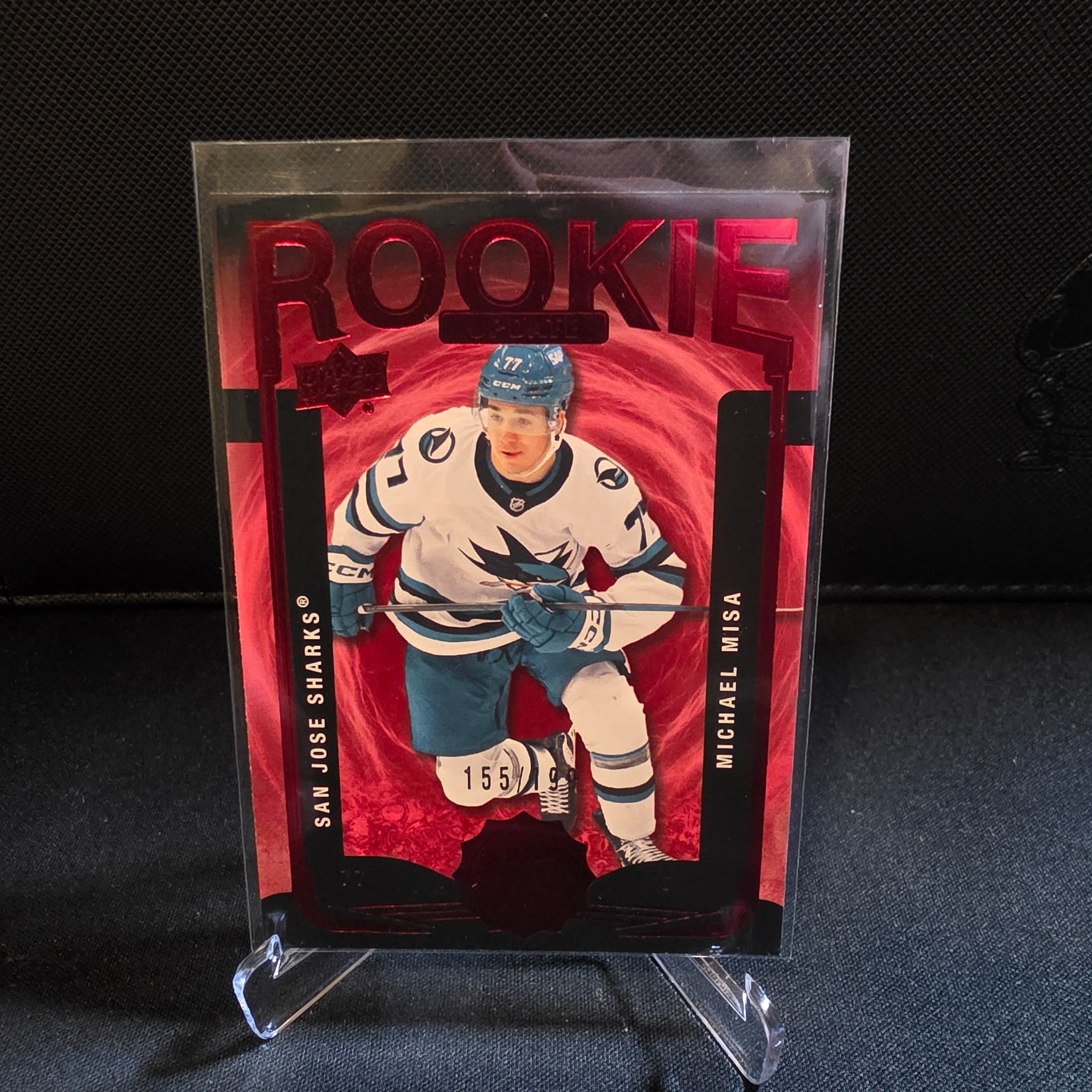 2025-26 UD Extended Michael Misa Rookie Update Red 155/199 RU-30 Sharks RC