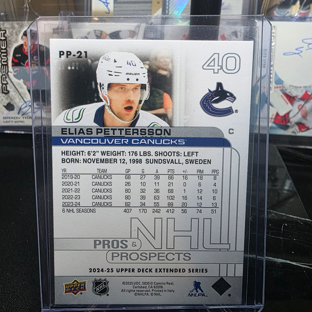2024-25 Upper Deck Extended Series Elias Pettersson #PP-21 Pros & Prospects Vancouver Canucks
