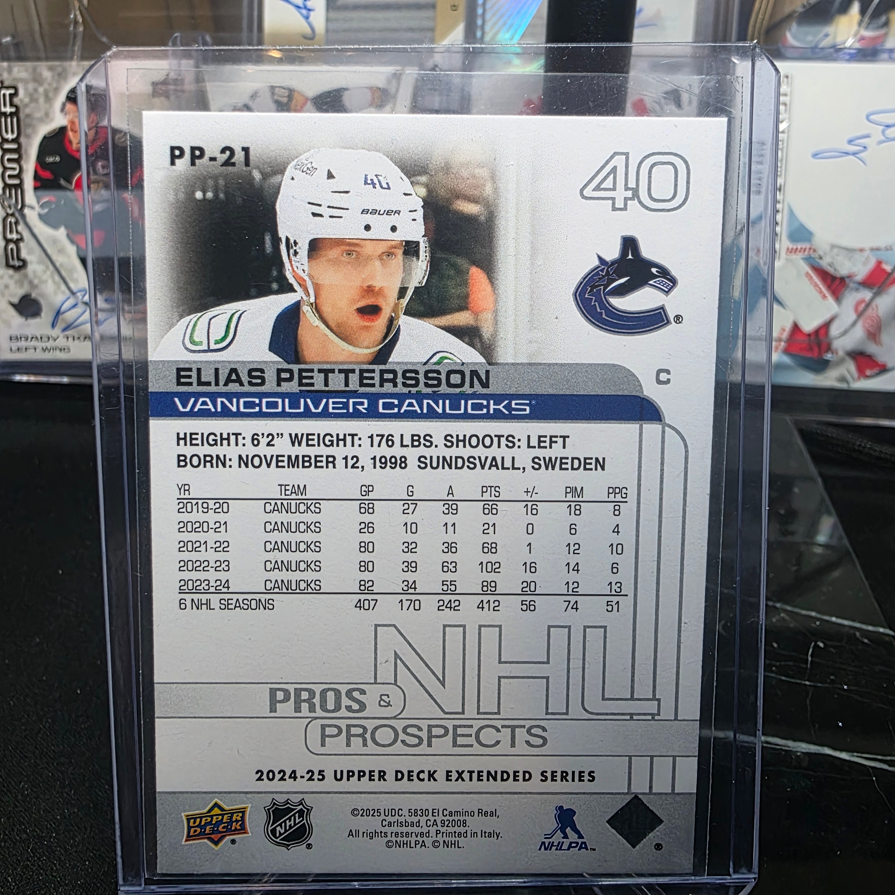 2024-25 Upper Deck Extended Series Elias Pettersson #PP-21 Pros & Prospects Vancouver Canucks