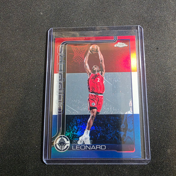 Kawhi Leonard 2025-26 Topps Chrome Update Red White and Blue Refractor #24