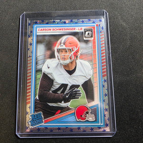 Carson Schwesinger 2025 Donruss Optic Rated Rookie #217 STARS Parallel SSP ROTY