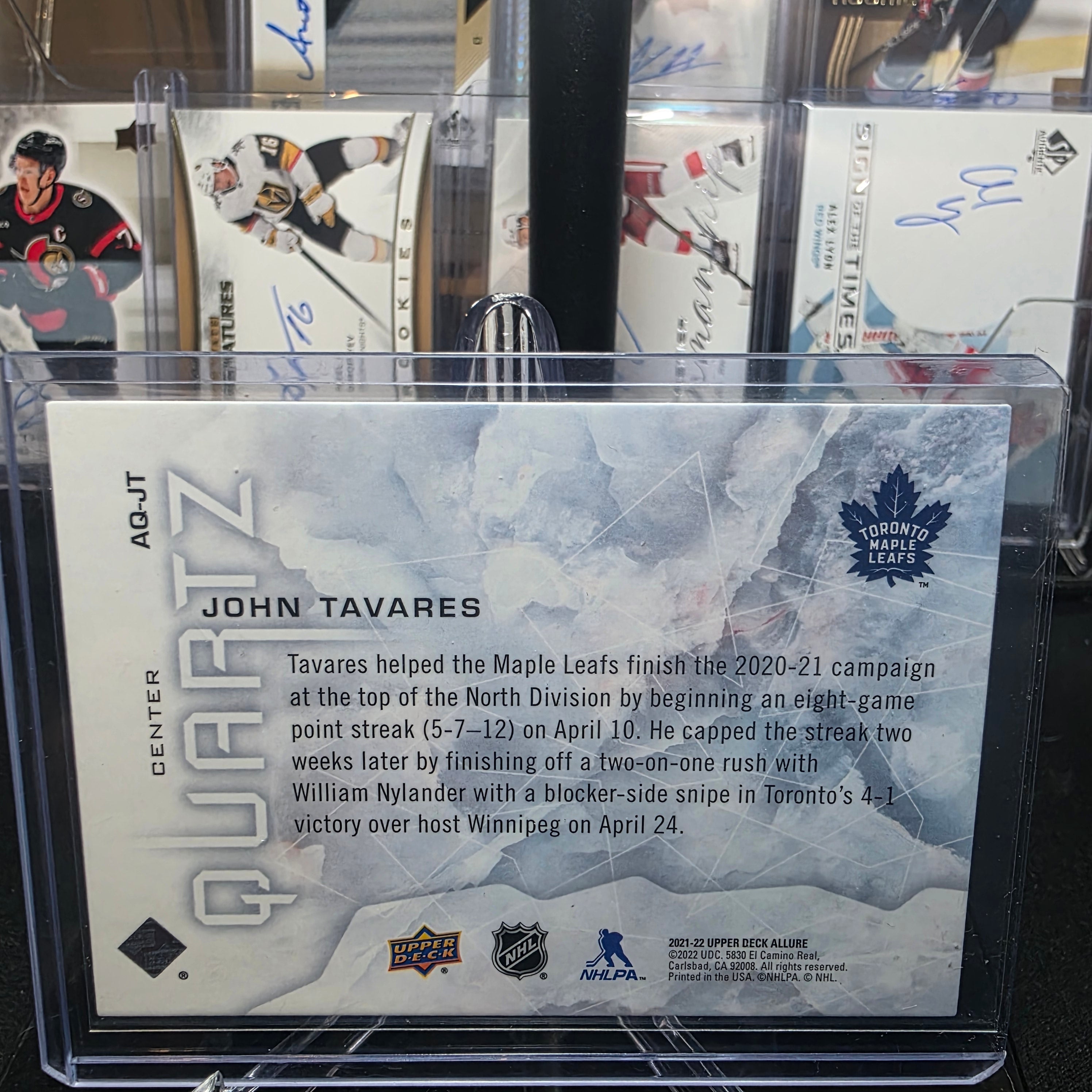 2021-22 Upper Deck Allure AQ-JT John Tavares Quartz Toronto Maple Leafs