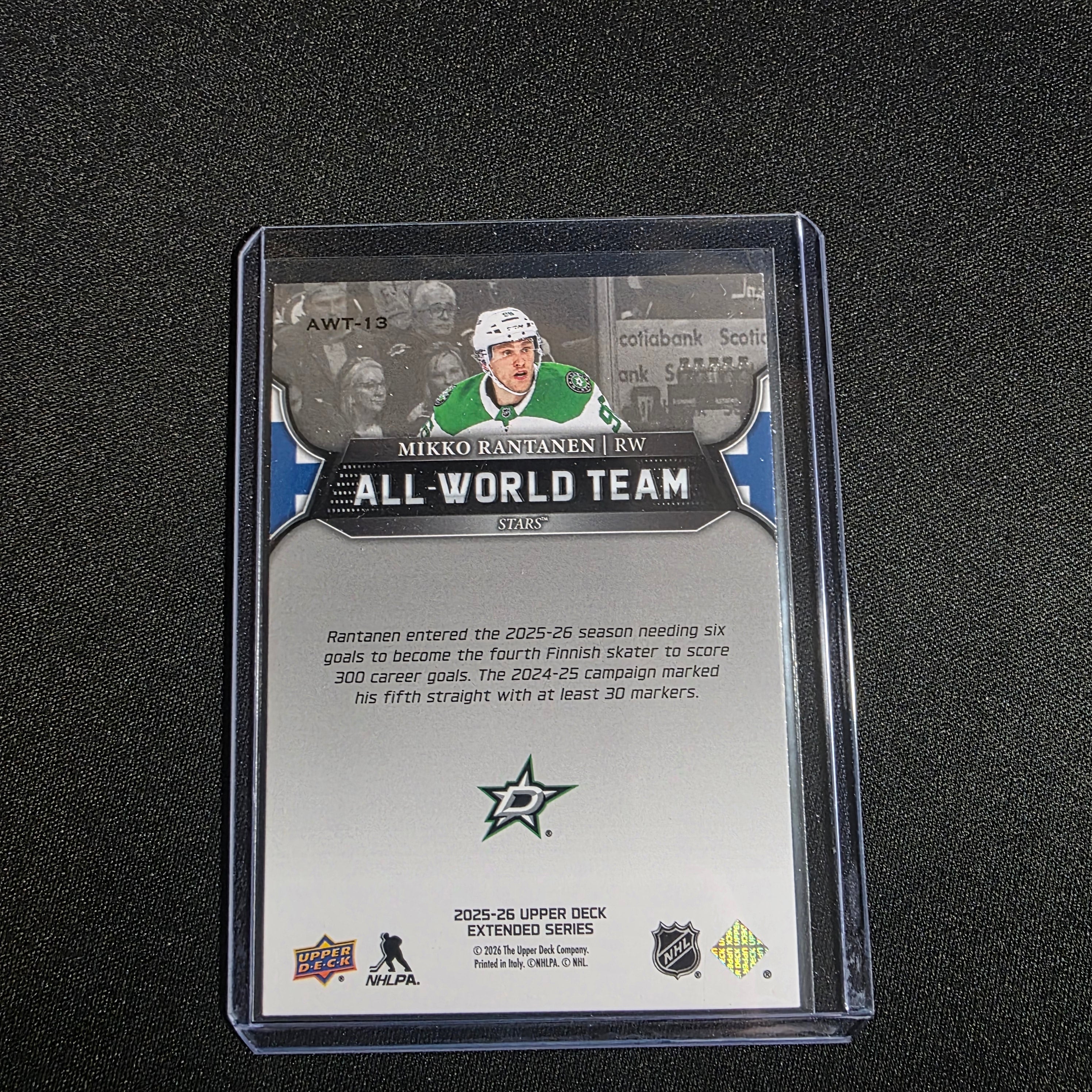 2025-26 Upper Deck Extended Series All-World Team AWT-13 Mikko Rantanen Dallas Stars
