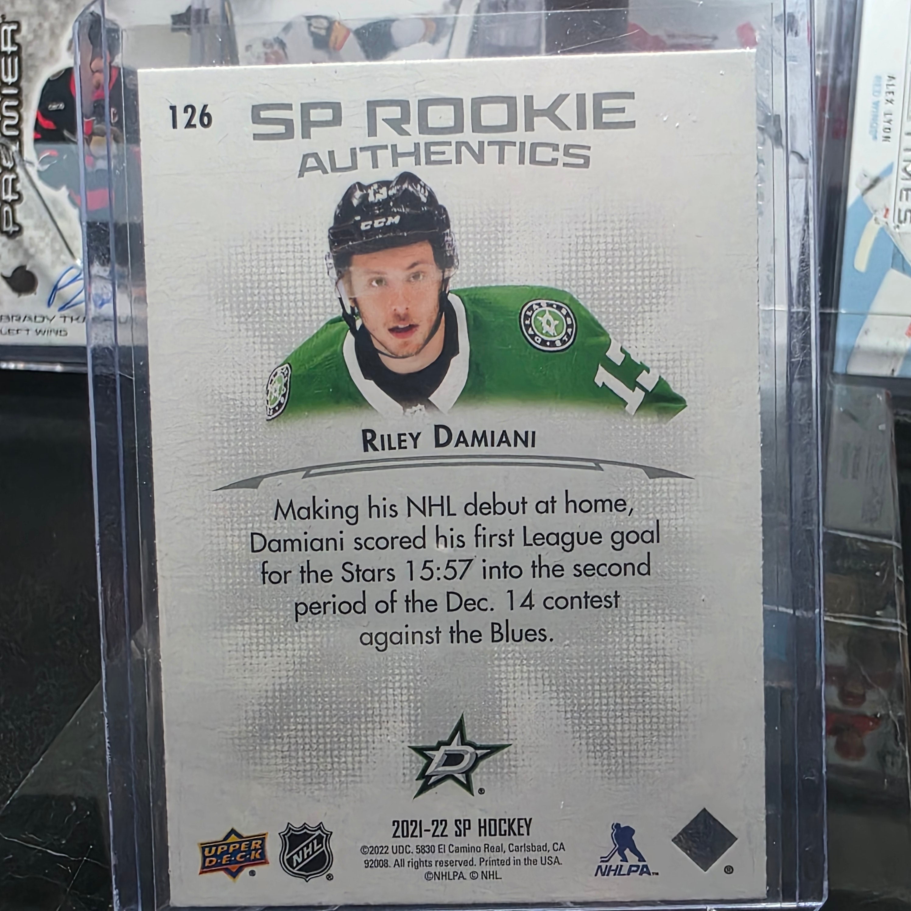 2021-22 Upper Deck SP Authentic Riley Damiani #126 SP Rookie Authentics Dallas Stars